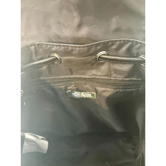 Wild Fable Black Faux Leather Mini Backpack Drawstring Flap Adjustable Straps OS - Picture 5 of 6